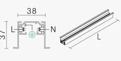 New NorDesign Vox high spotskinne innfelt 2M - Hvit