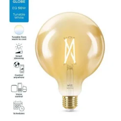 Clearance WiZ E27 Lyspære filament G125 6,7W Wifi - Justerbar fargetemperatur 2000-5000 Kelvin