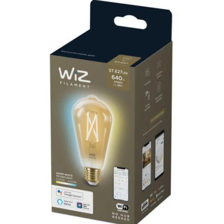 Hot WiZ E27 Lyspære filament St64 6,7W Wifi - Justerbar fargetemperatur 2000-5000 Kelvin